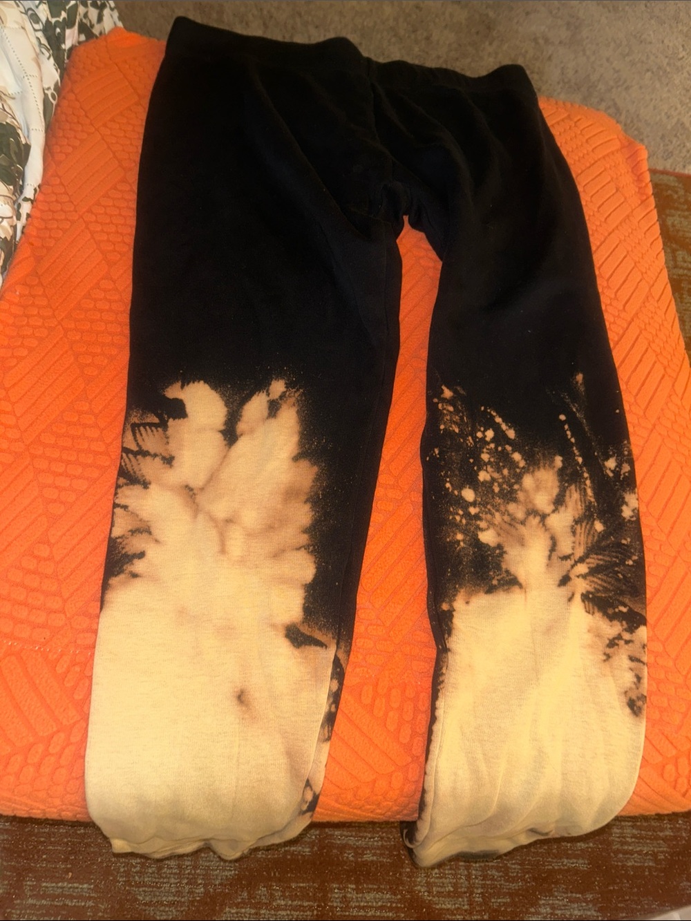 Kids Black and Bleach-Dyed Sweatpants - Tie-Dye Style